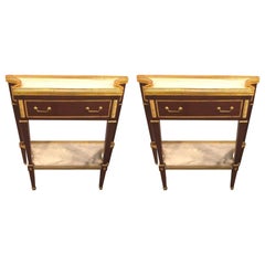 Pair of Russian Neoclassical Style Consoles/Servers or Commodes with Marble Tops