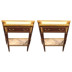 Vintage Pair of Russian Neoclassical Style Consoles/Servers or Commodes with Marble Tops