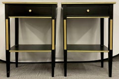 Pair of Russian Neoclassical Style Ebony Finish One Drawer Stands or End Tables