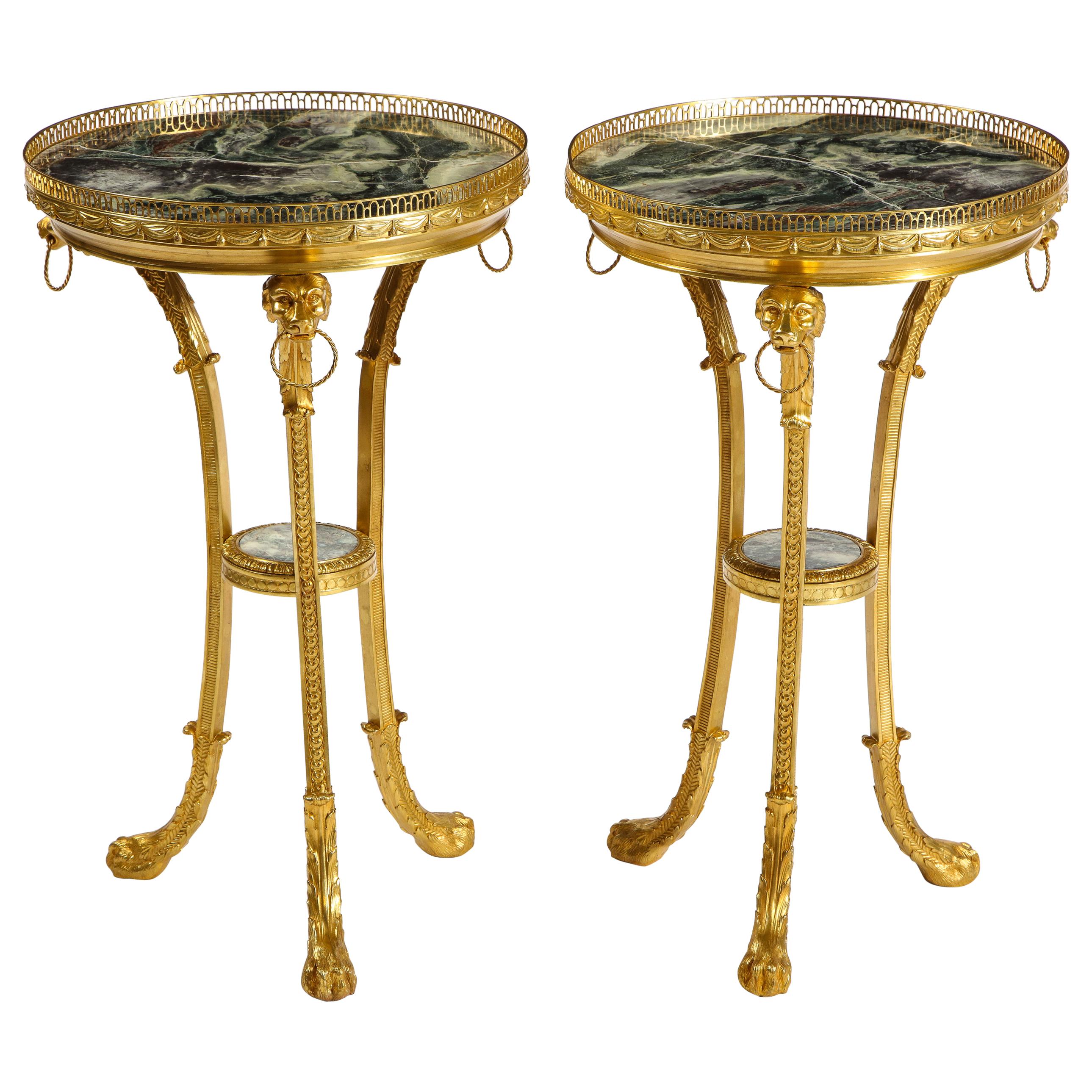 Pair of Russian Neoclassical Style Gilt Bronze and Marble-Top Guéridons