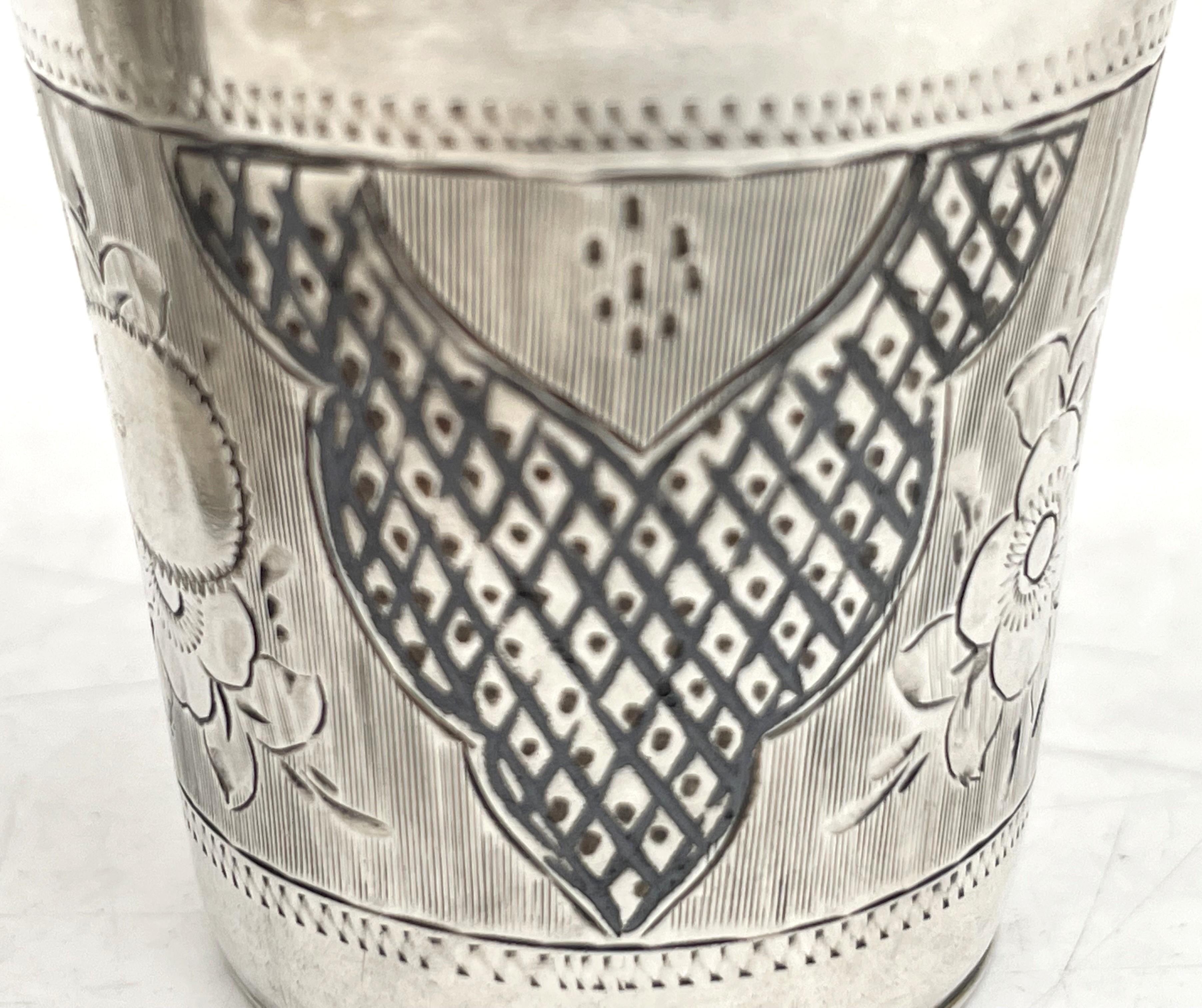Pair of Russian Niello Silver 1870 Kiddush Cups In Good Condition For Sale In New York, NY