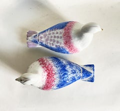 Paire de boîtes recouvertes de pigeons en porcelaine russe - Kuznetsov Factory, c. 1900