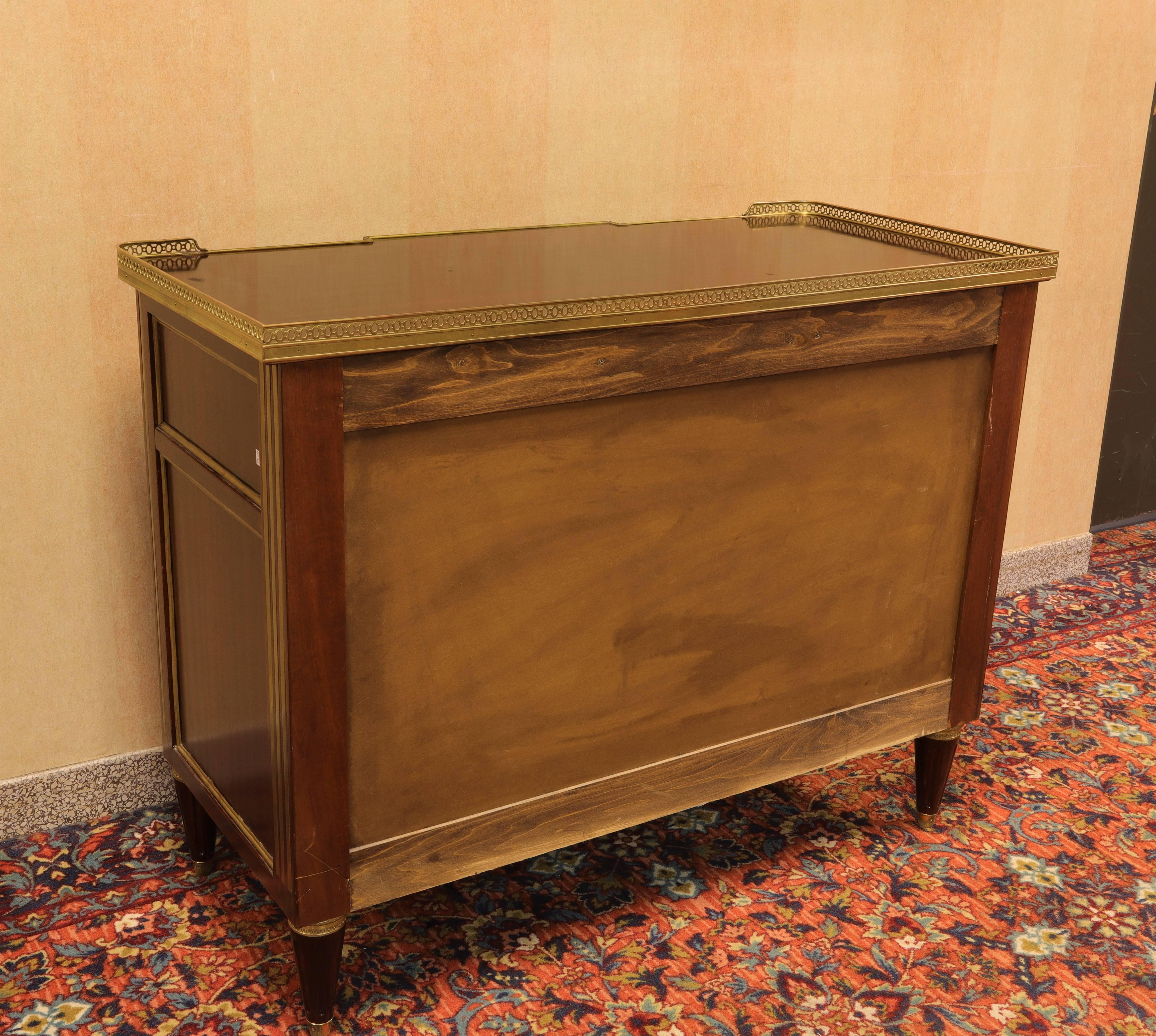 French Pair of Russian Style Brass Inlay Commodes