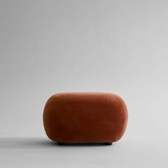 Pair of Rust Velvet Ottomans, 1970s Space Age Style