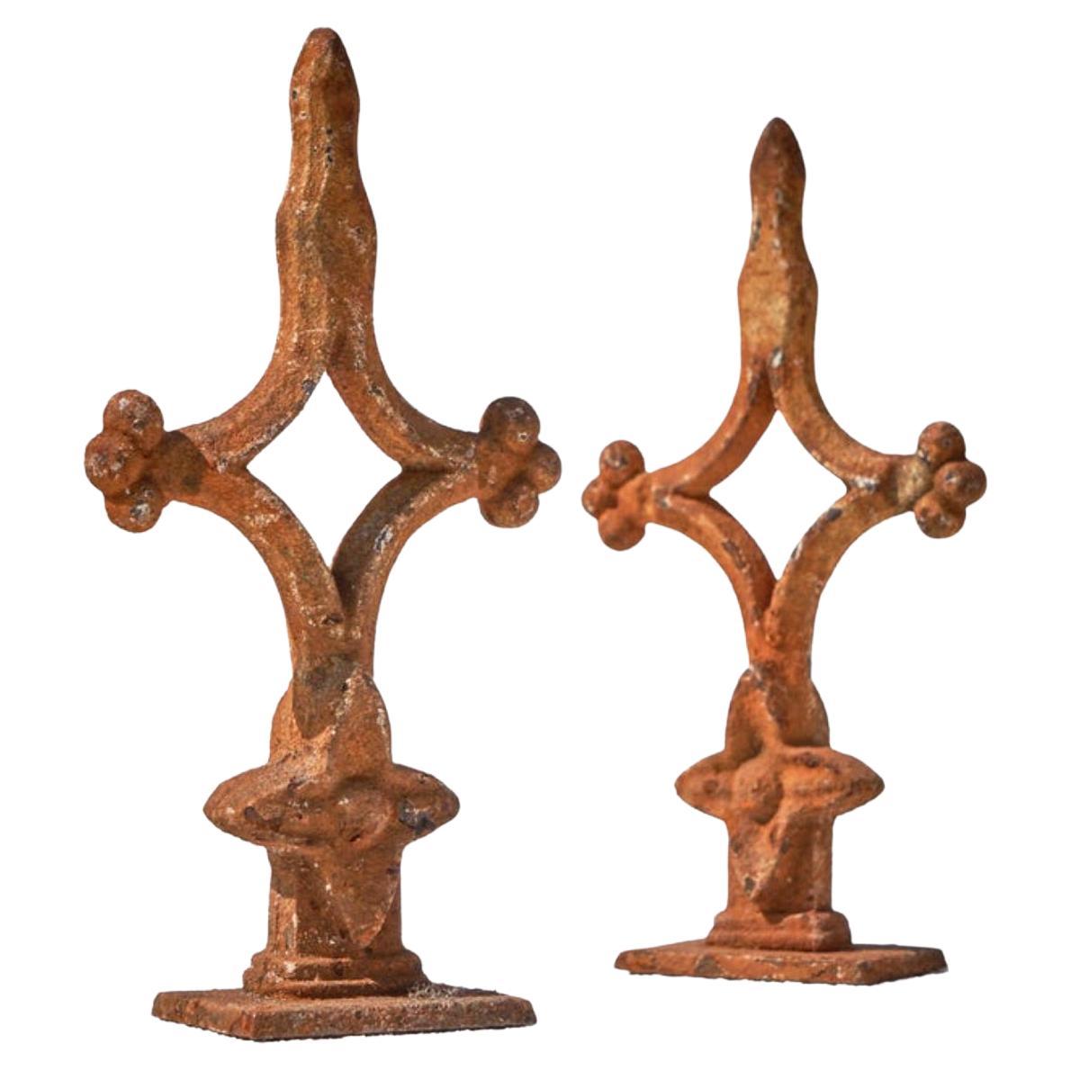 Pair of Rusted 19th Century Decorative Finials For Sale