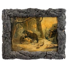 Pair of Rustic Adirondack Hunt Scene Pictures