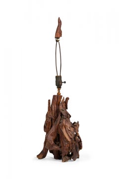Pair of Rustic Adirondack Organic Driftwood Table Lamps