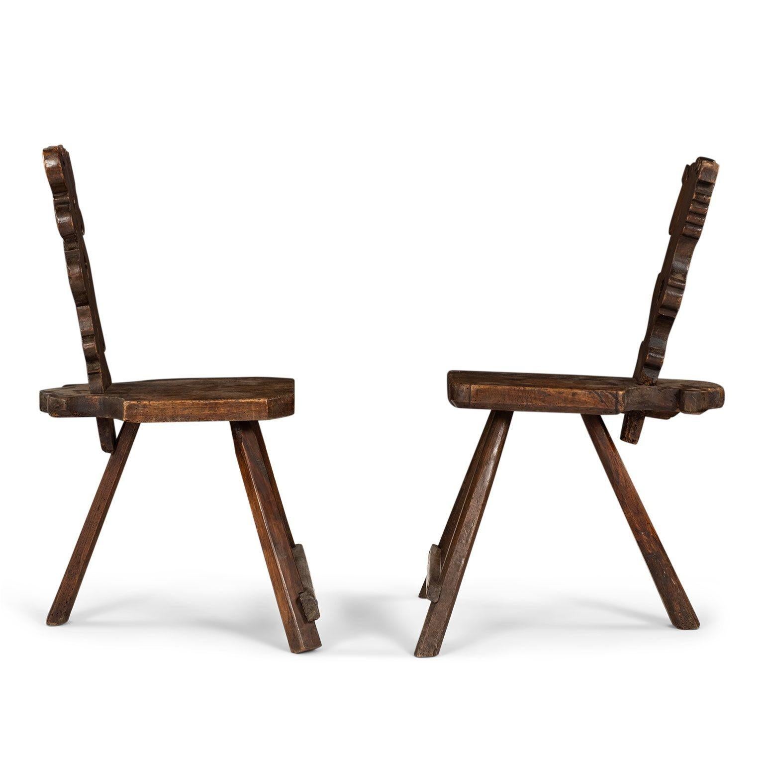 Pair of Rustic Alpine Chairs For Sale 3