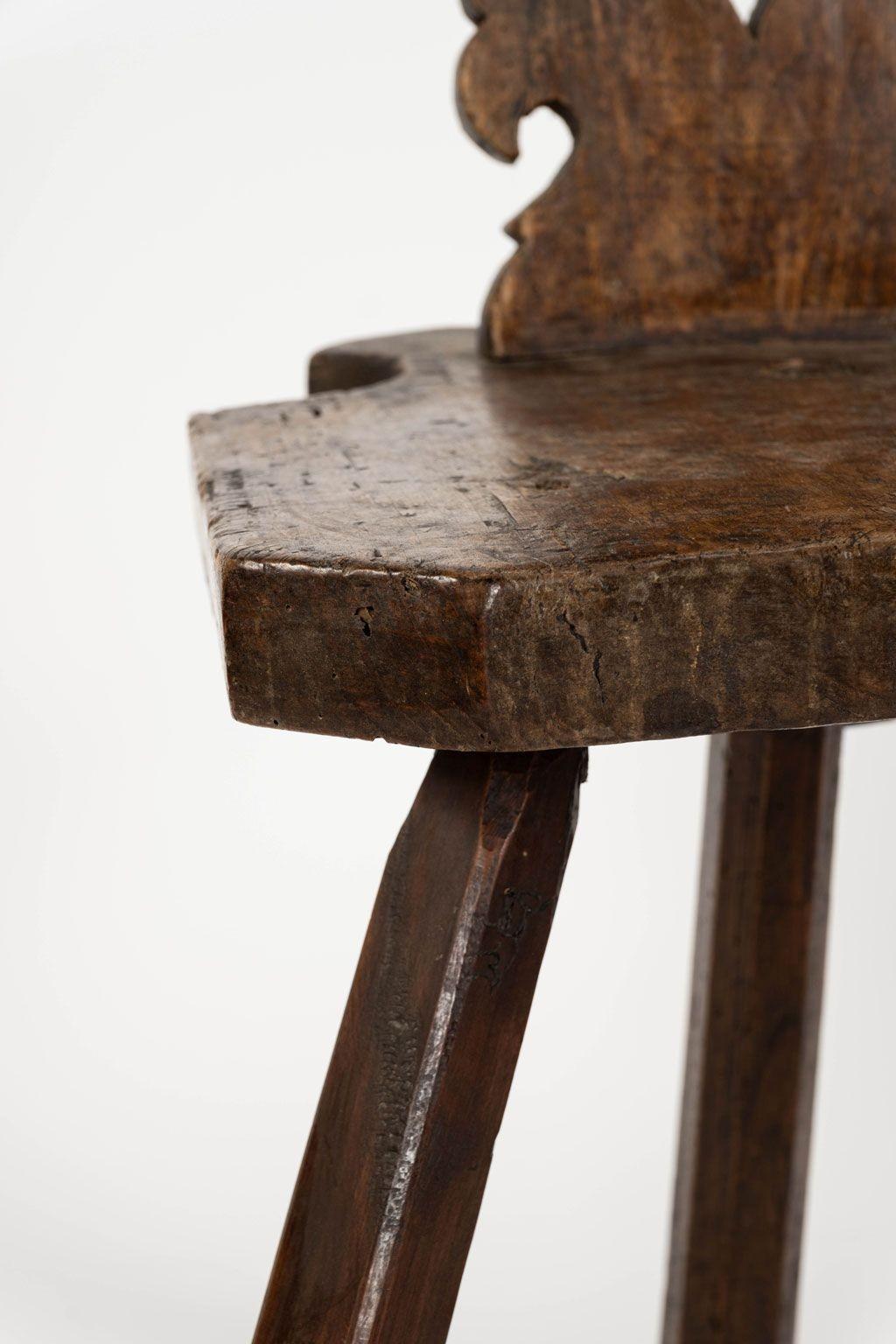 Swiss Pair of Rustic Alpine Chairs For Sale