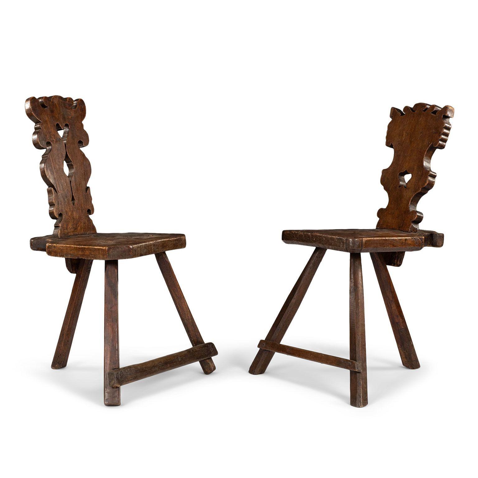 19th Century Pair of Rustic Alpine Chairs For Sale