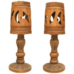 Pair of Rustic American Adirondack Style 1930s Table Lamps