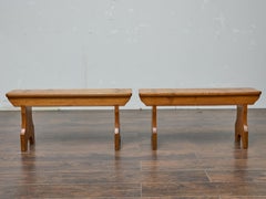 Pair of Rustic American Pine Benches, Circa 1920 – Farmhouse Entryway Seating