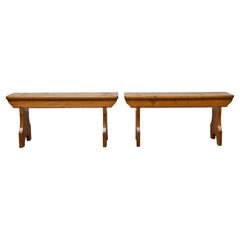 Pair of Rustic American Pine Benches, Circa 1920 – Farmhouse Entryway Seating