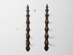 Pair of Rustic Antler Wall Racks on Carved Wood Backplates