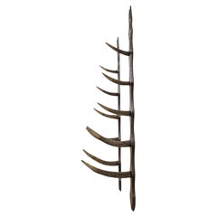 Pair of Rustic Antler Wall Racks on Carved Wood Backplates