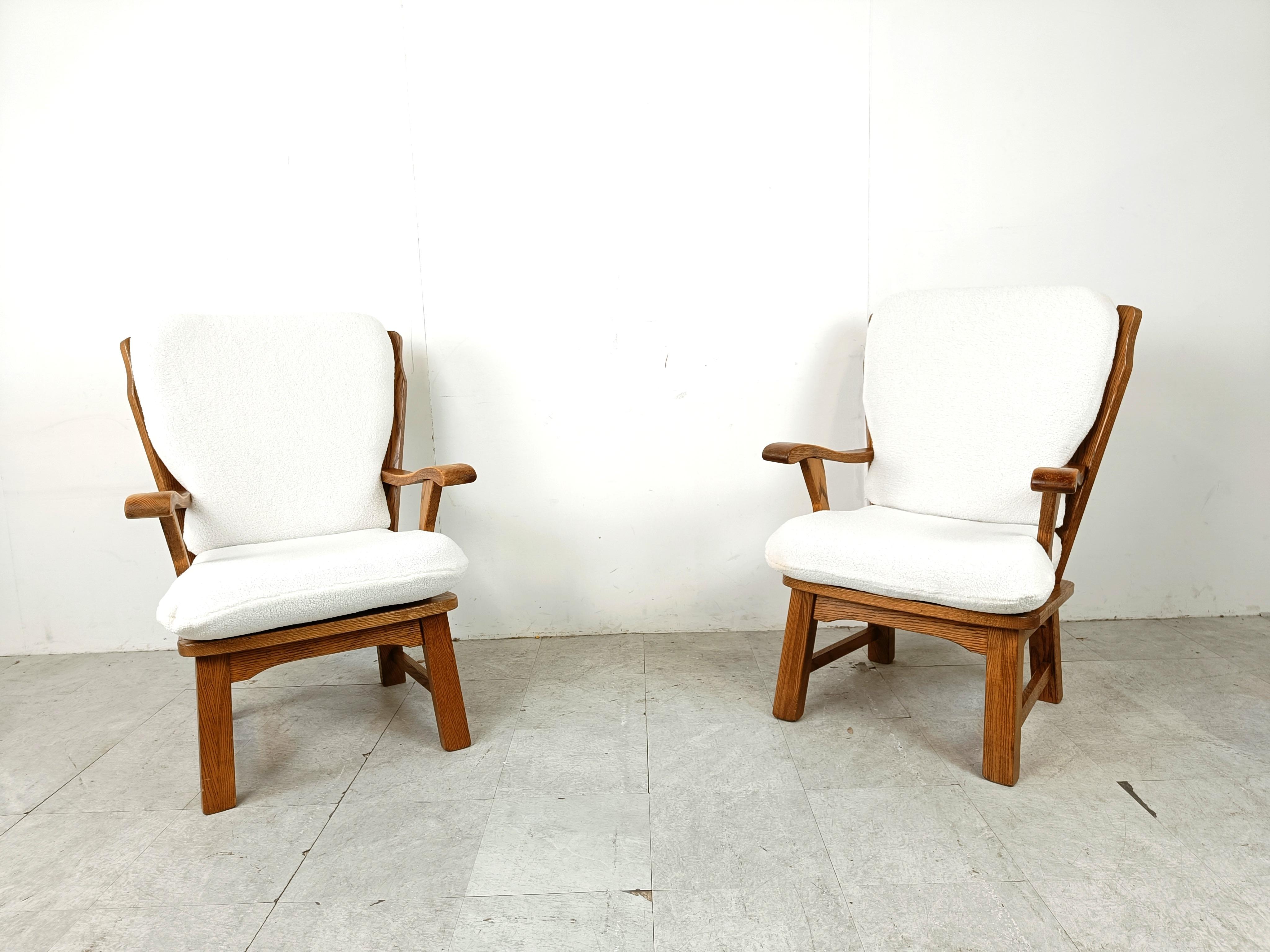 French Pair of rustic armchairs, 1950s For Sale