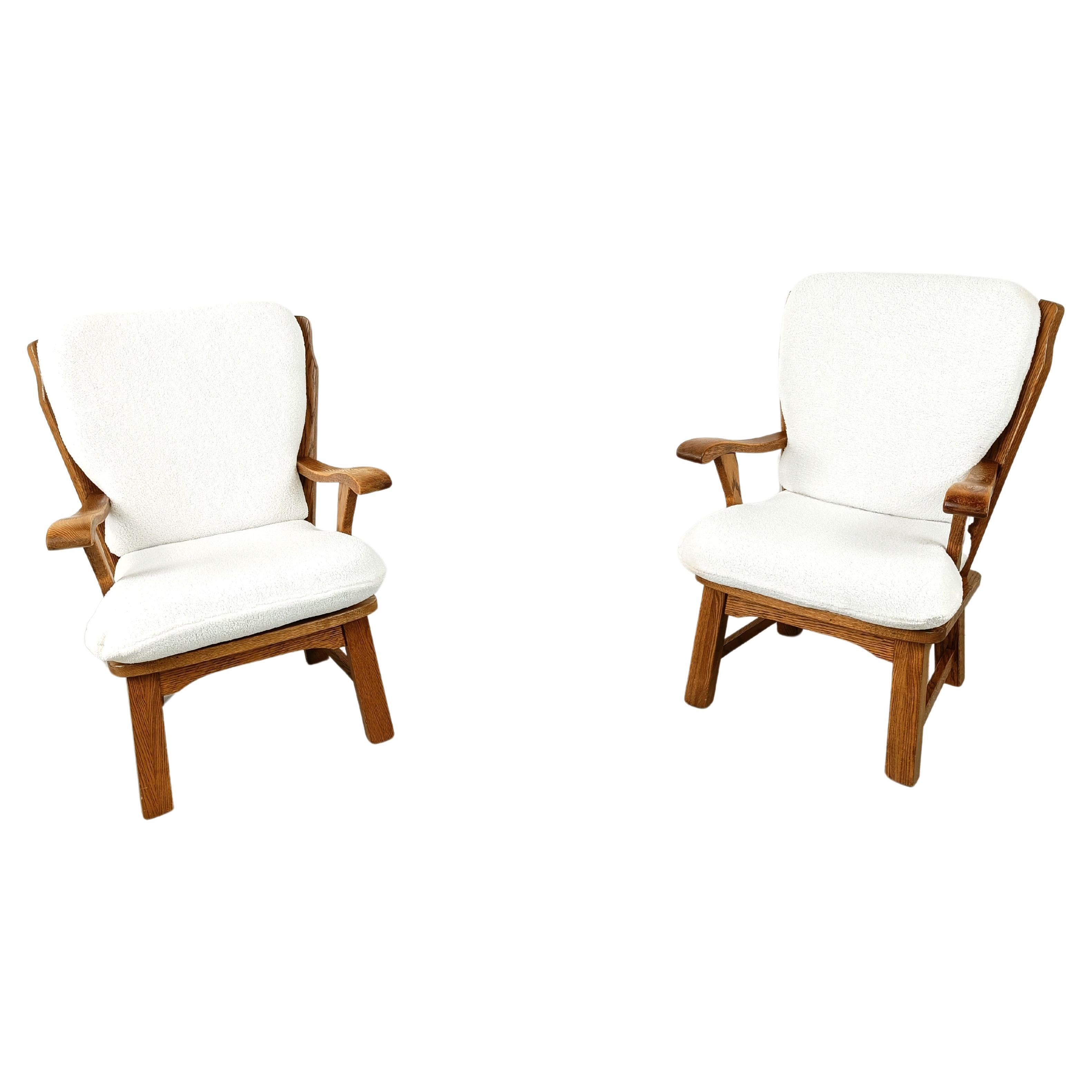 Pair of rustic armchairs, 1950s For Sale
