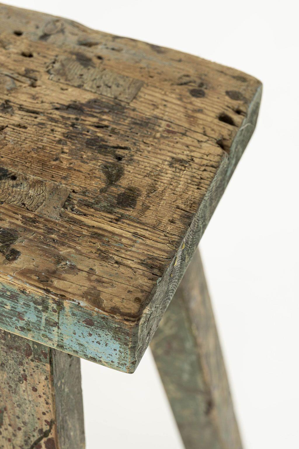 20th Century Rustic Blue Painted Side Table