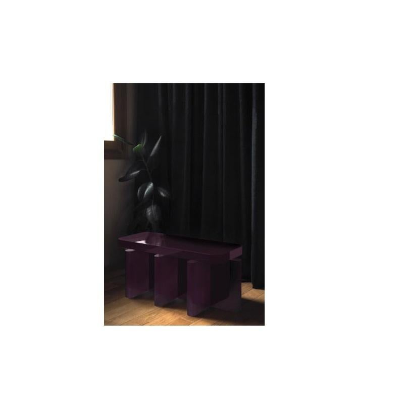 Pareja de taburetes rústicos con asiento de madera maciza rojo burdeos de Cara Davide en venta 3