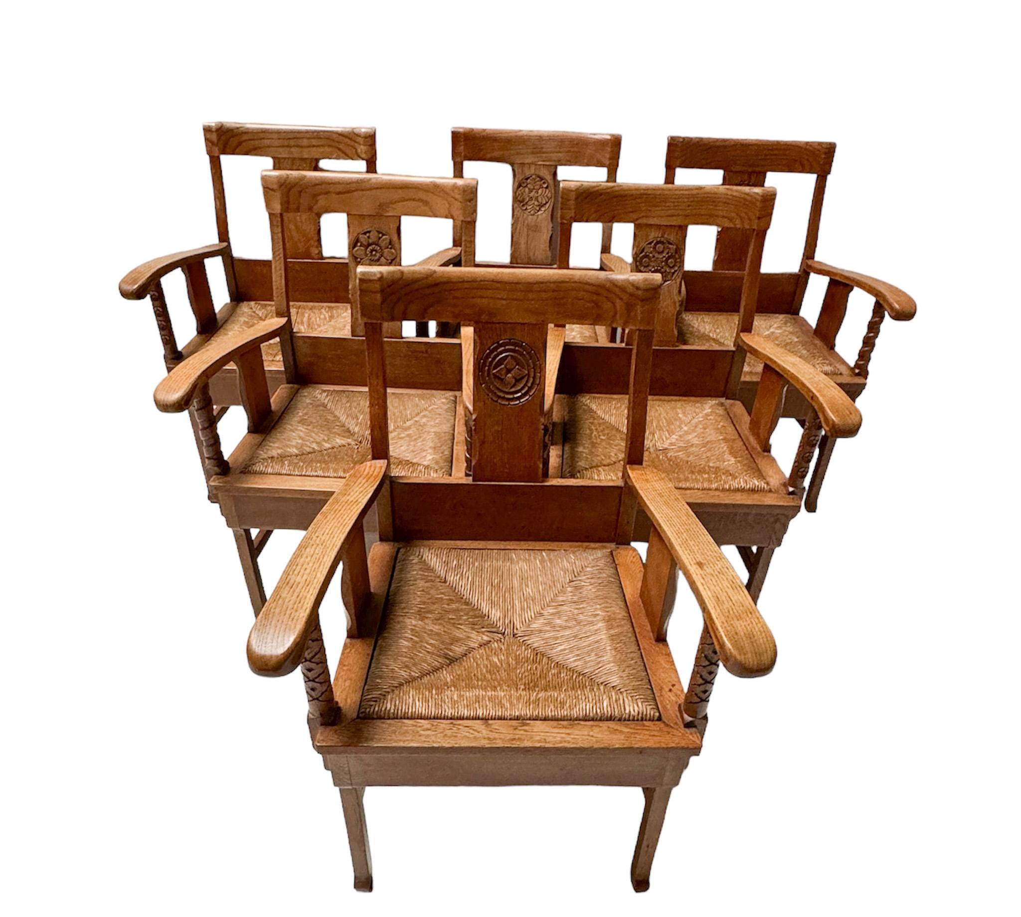 Pair of Rustic Carved Oak Armchairs by Anton Fortuin, 1940s For Sale 7