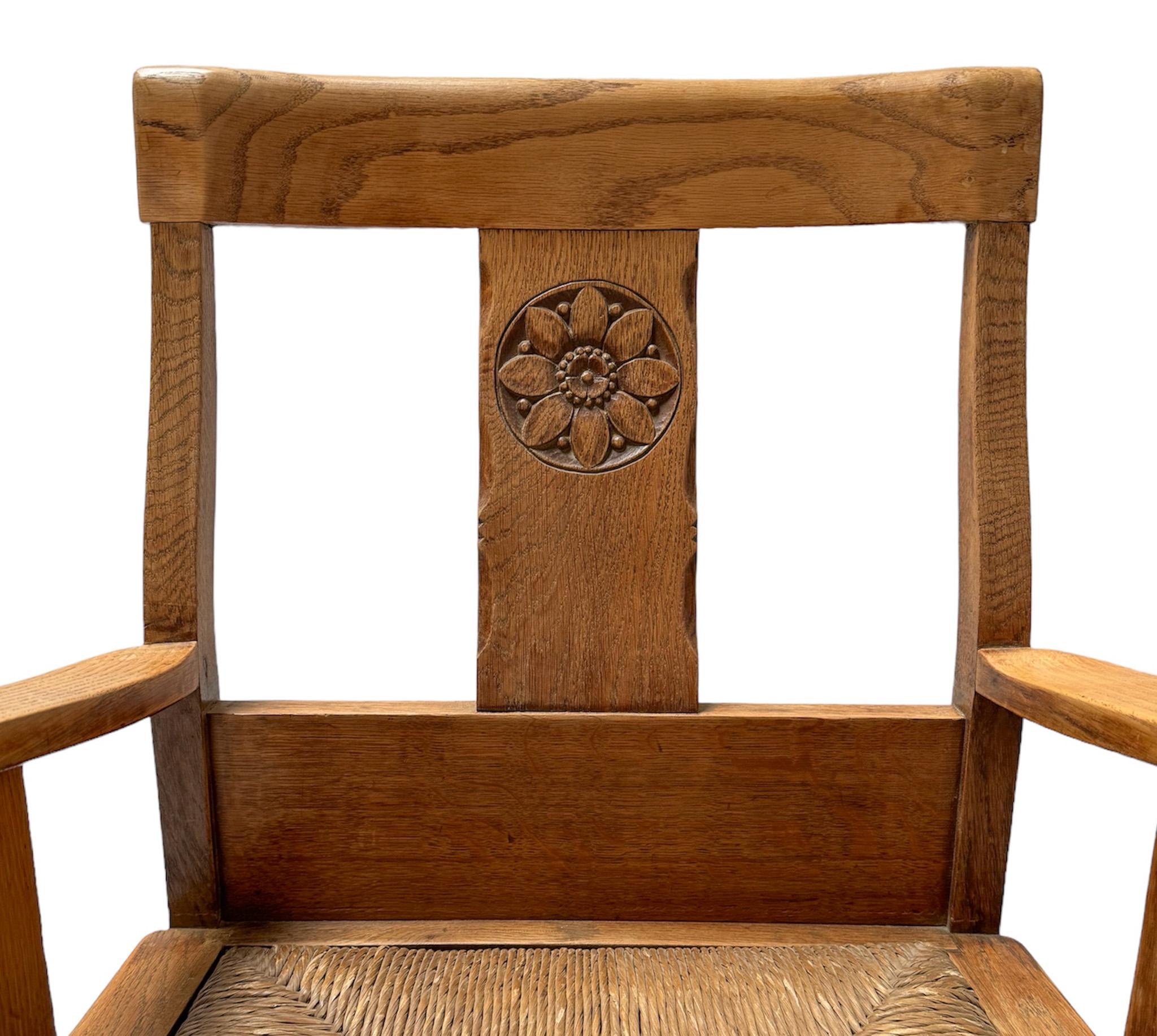 Dutch Pair of Rustic Carved Oak Armchairs by Anton Fortuin, 1940s For Sale