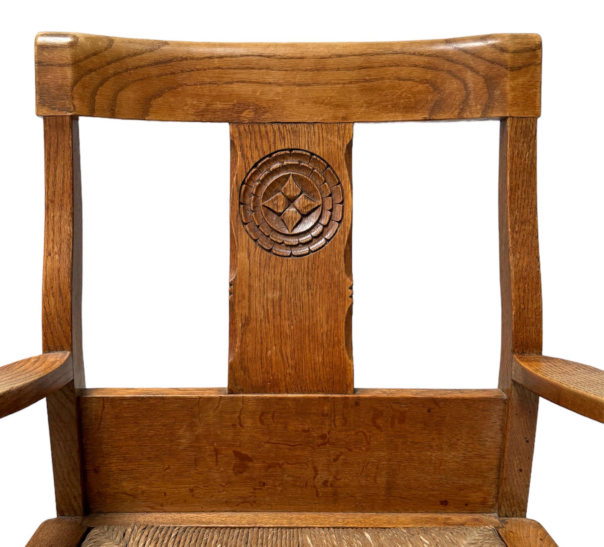 Pair of Rustic Carved Oak Armchairs by Anton Fortuin, 1940s In Good Condition For Sale In Amsterdam, NL