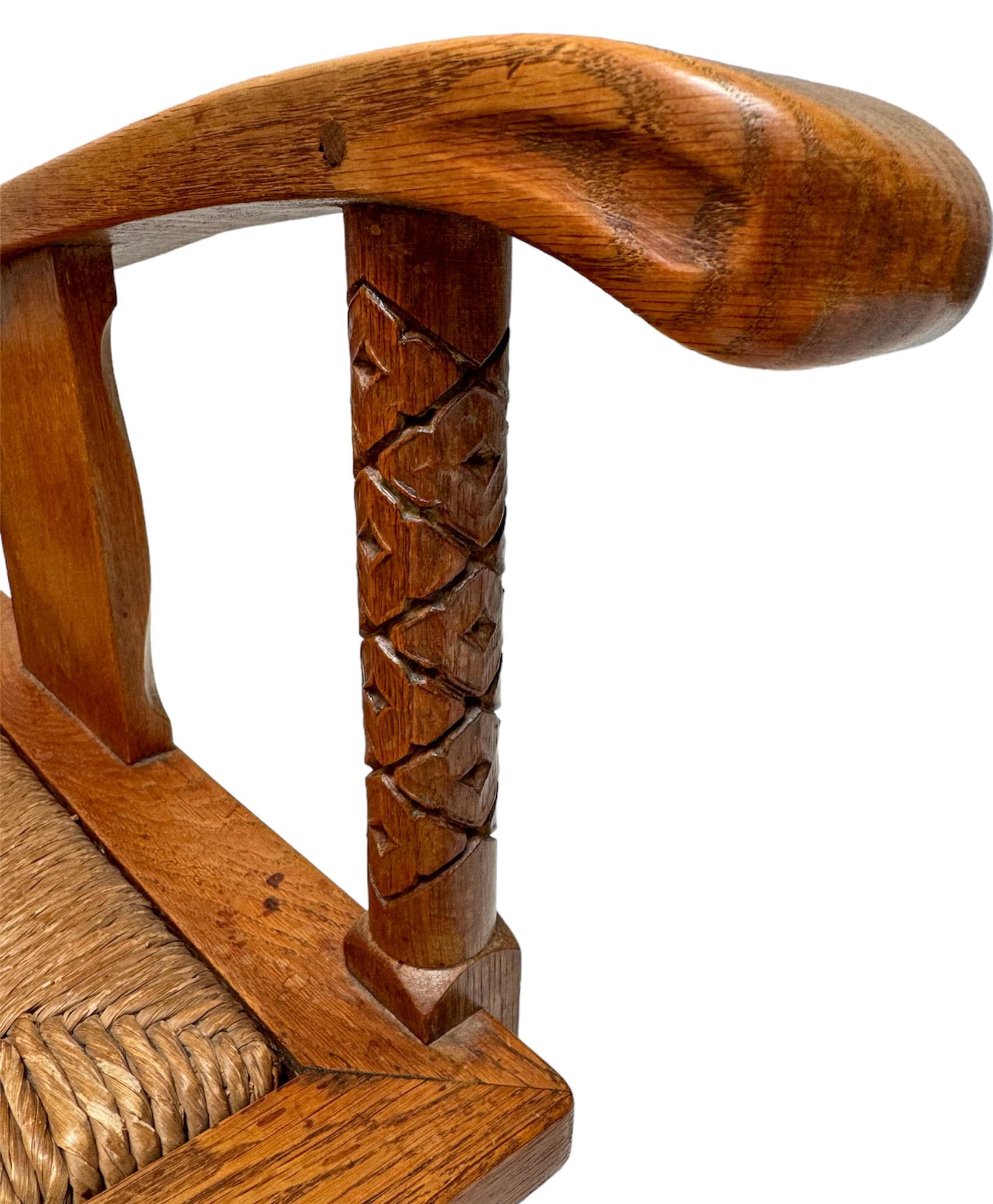 Mid-20th Century Pair of Rustic Carved Oak Armchairs by Anton Fortuin, 1940s For Sale
