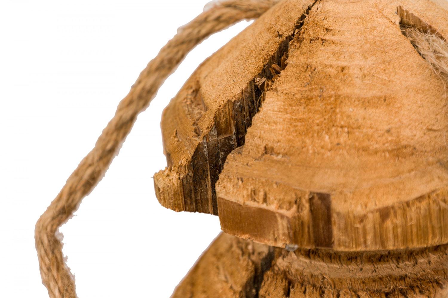 Pair of Rustic Carved Wooden Lanterns For Sale 4