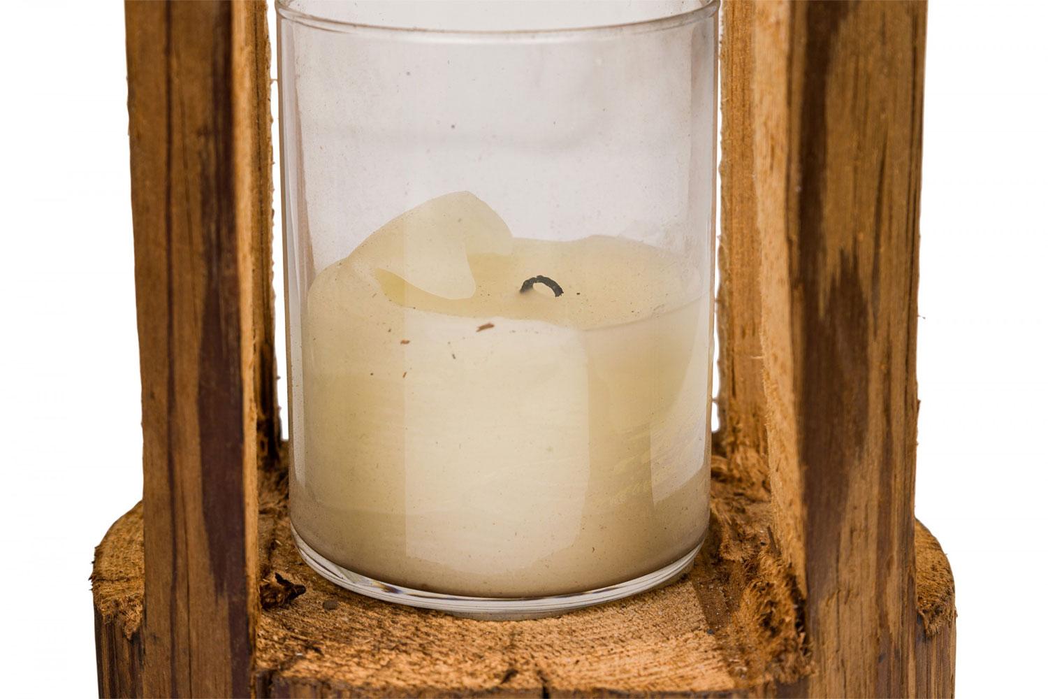 Pair of Rustic Carved Wooden Lanterns For Sale 1