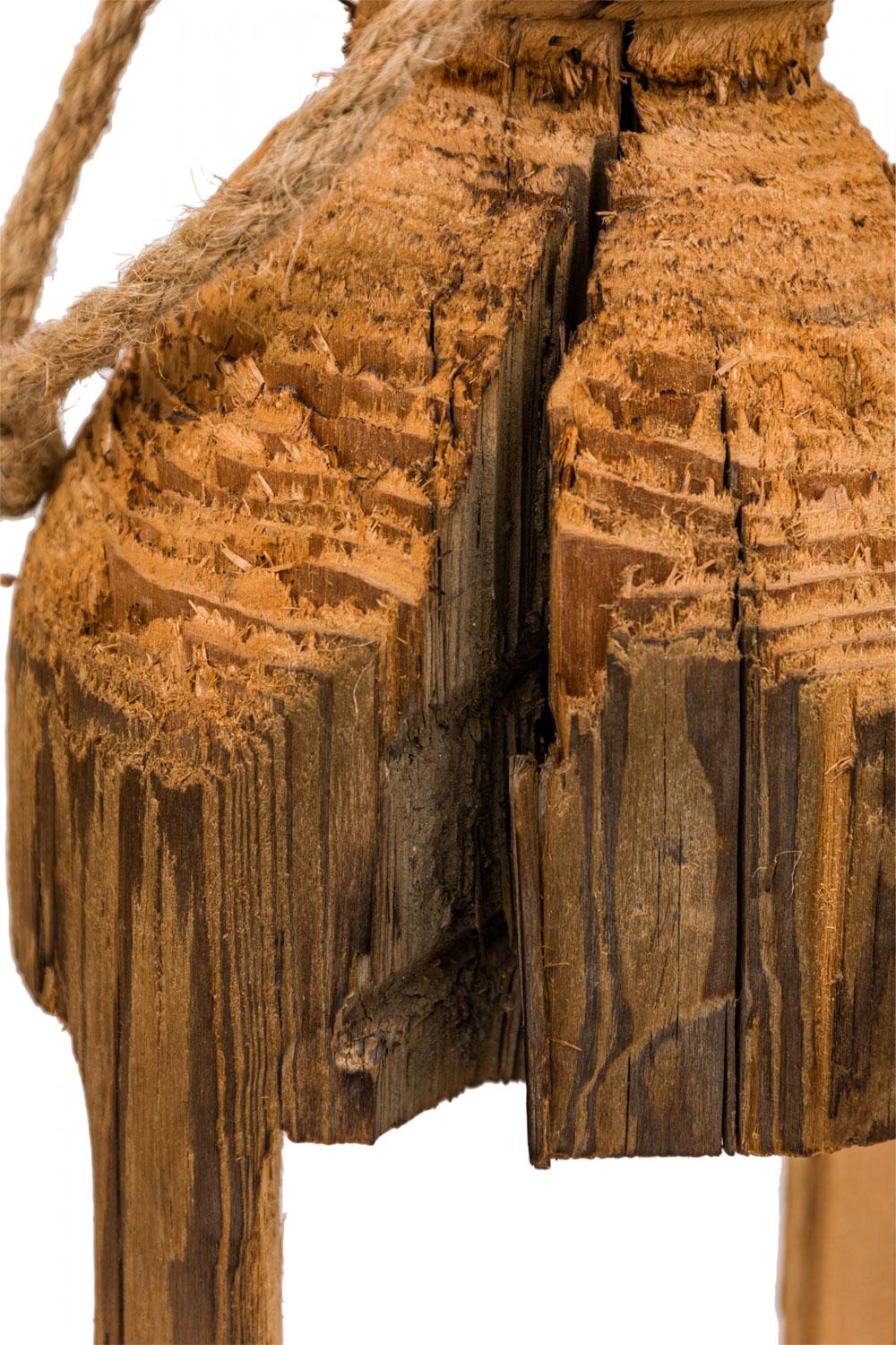 Pair of Rustic Carved Wooden Lanterns For Sale 3