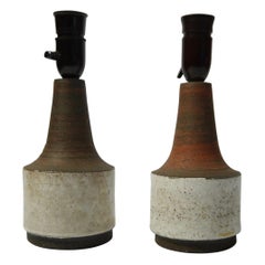 Pair of Rustic Ceramic Table Lamps by Belka Stentøj, Denmark, 1970s Pair of Rustic Ceramic Table Lamps by Belka Stentøj, Denmark, 1970s
