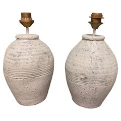 Coppia di lampade rustiche in terracotta cinese