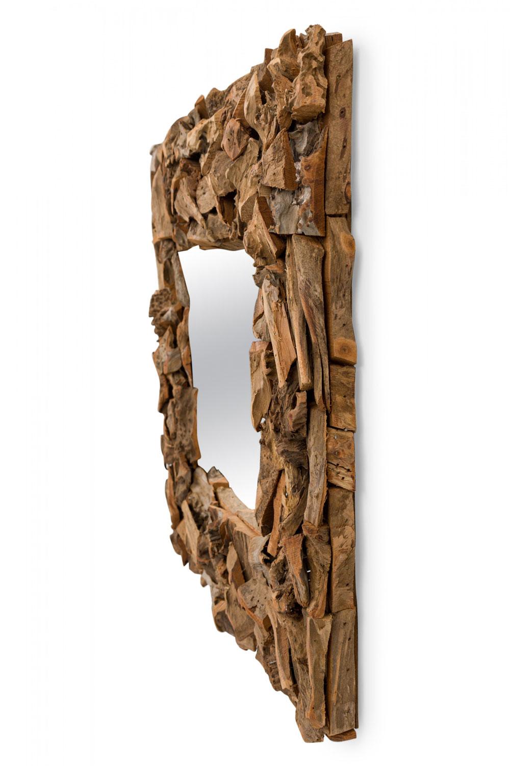 Américain Pair of Rustic Driftwood Framed Square Wall Mirrors en vente