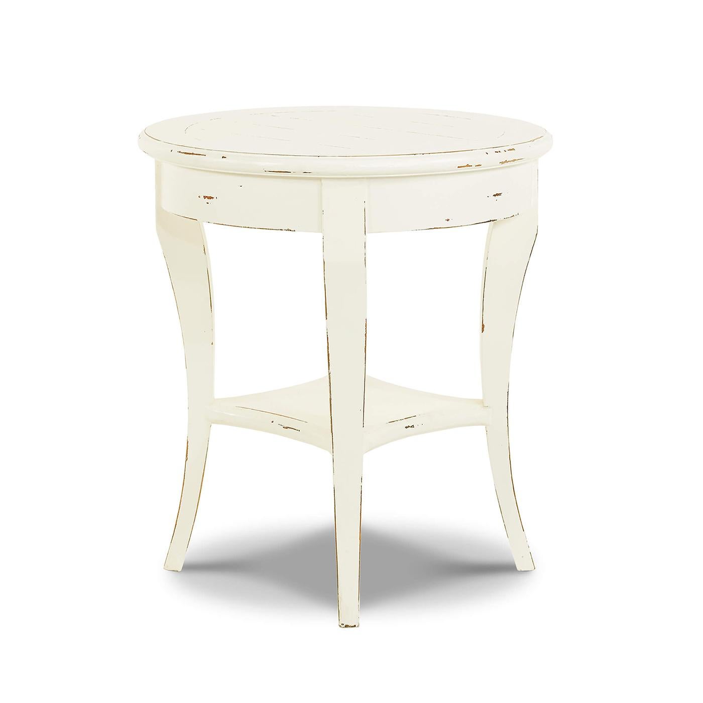 Pair of Rustic European Painted Round Side Tables In New Condition For Sale In Westwood, NJ