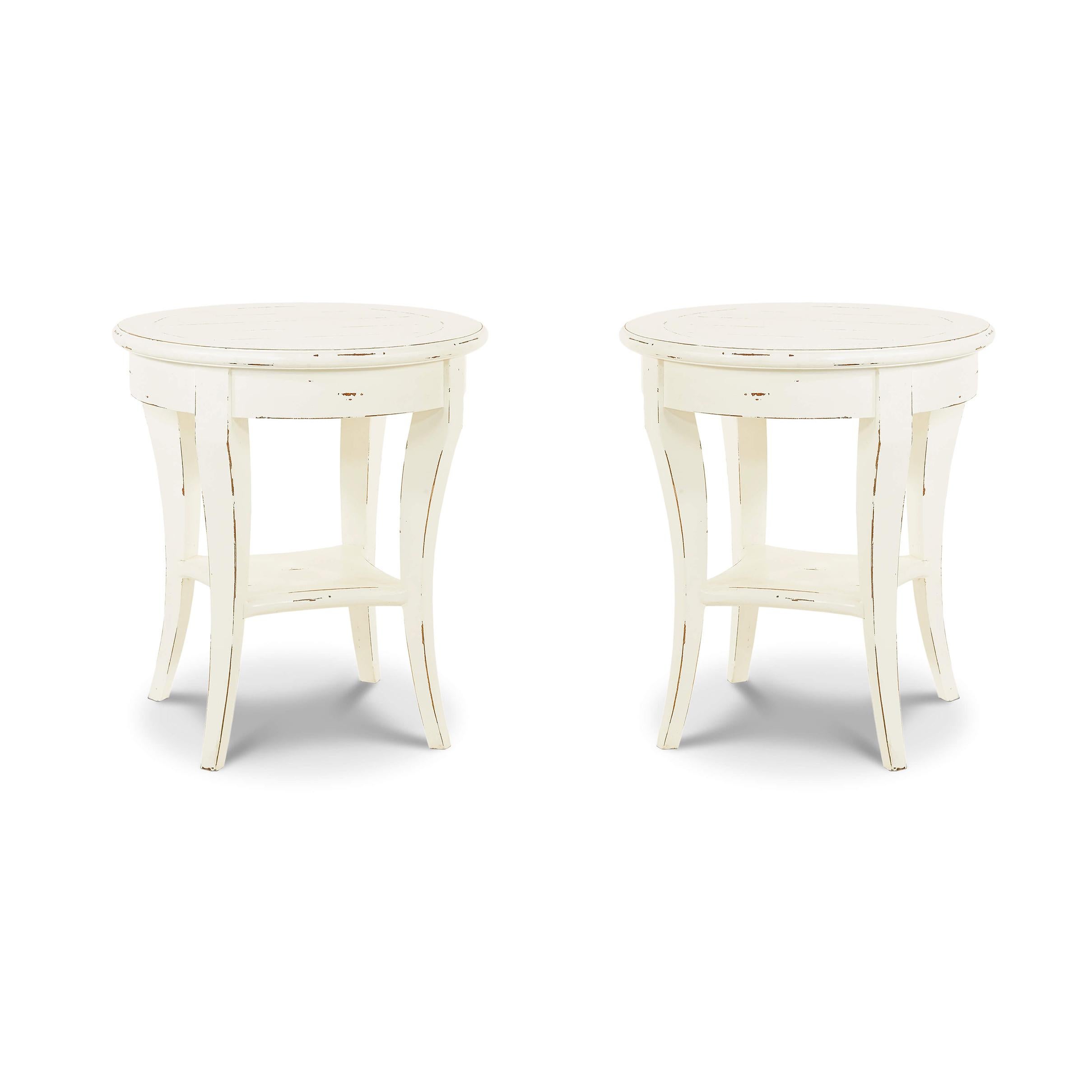 Pair of Rustic European Painted Round Side Tables