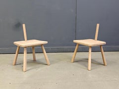 Pair of rustic farm stools, 1960s
