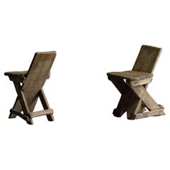 Pair of Rustic Folk Art Chairs, France, Early 20th Century