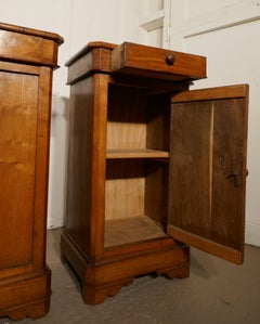 Pair of Rustic French Country Walnut Bedside Cupboards or Night Tables