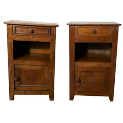 Antique Pair of Rustic French Country Walnut Bedside Cupboards or Night Tables