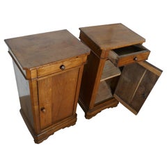 Pair of Rustic French Country Walnut Bedside Cupboards or Night Tables