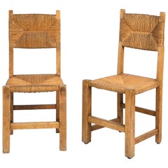 Pair of Rustic French Rush Side Chairs