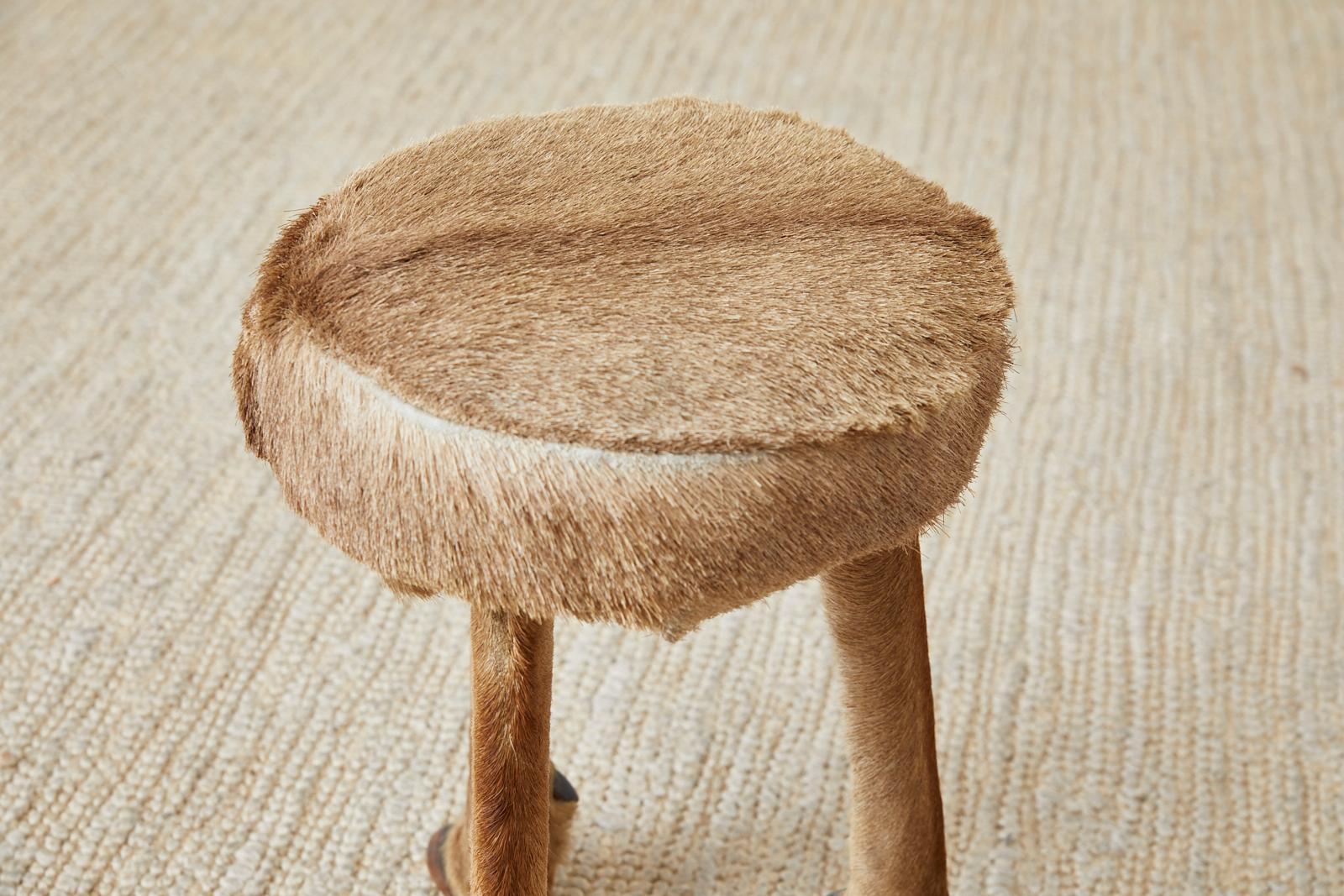 Pair of Rustic French Taxidermy Three-Leg Deer Stools 2