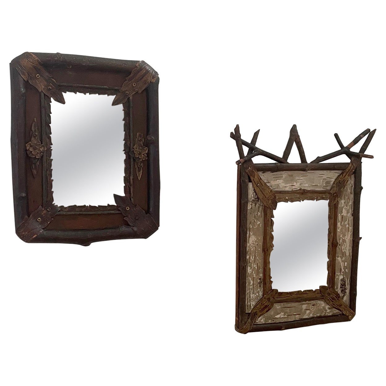 Pair of Rustic French Wall Mirrors For Sale