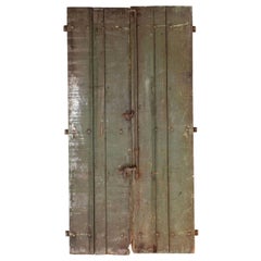 Pair of Rustic Green Painted Spanish Shutters