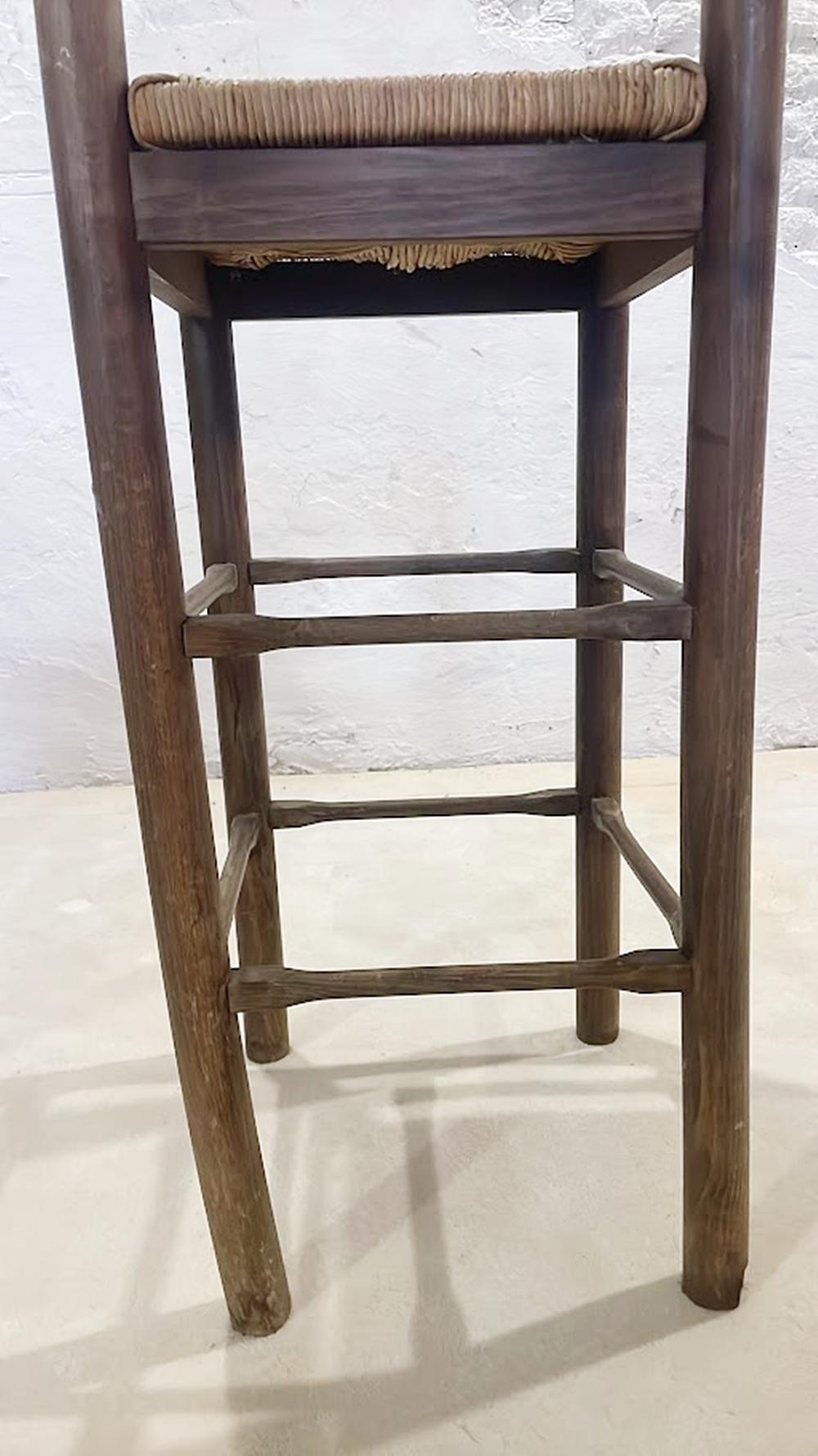 Pair of Rustic Ladder-Back Bar Stools Mediterranean Origin, Mid-20th Century en vente 3