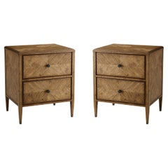 Pair of Rustic Light Oak Nightstands