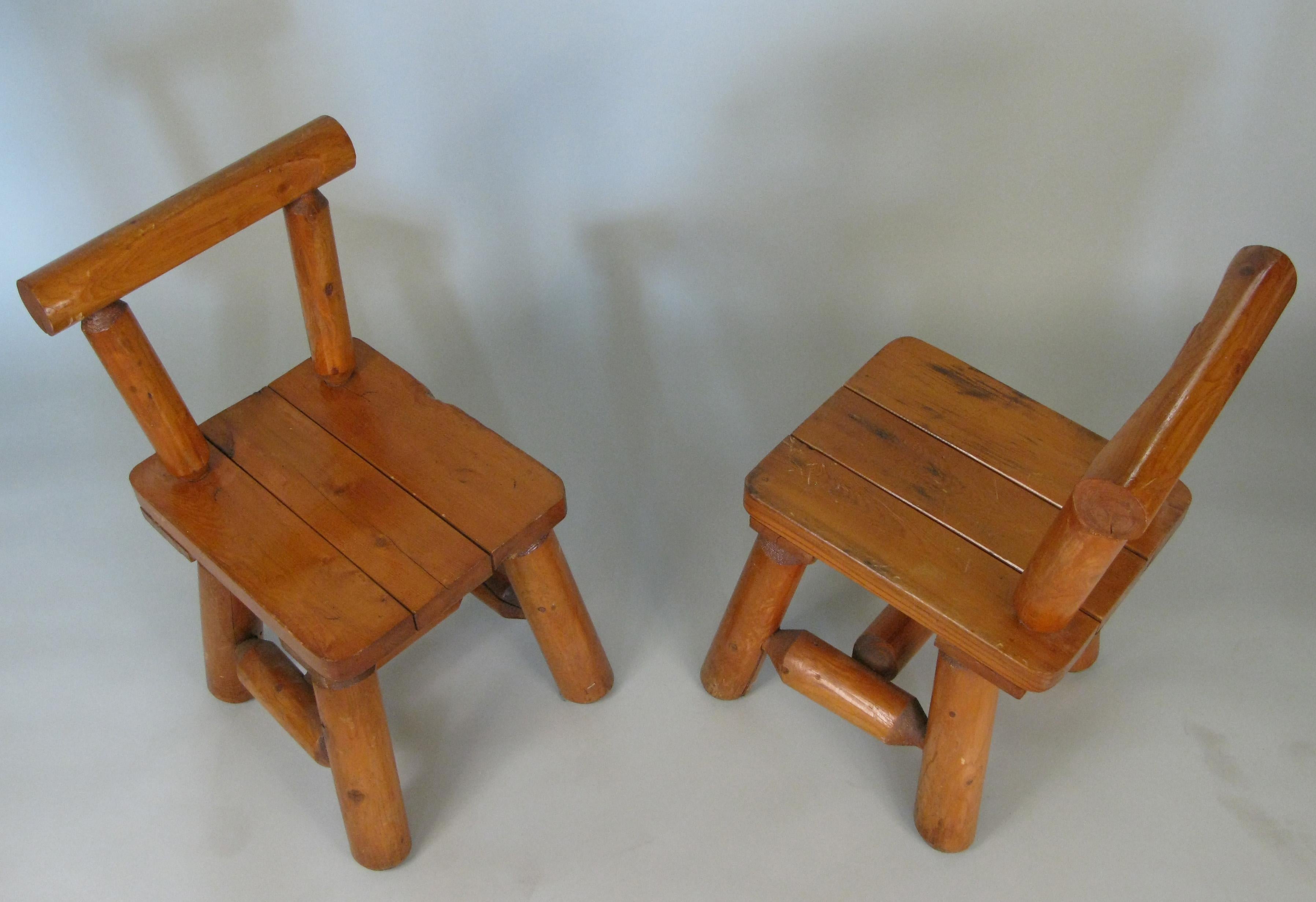 Pair of Rustic Log Chairs In Good Condition In Hudson, NY