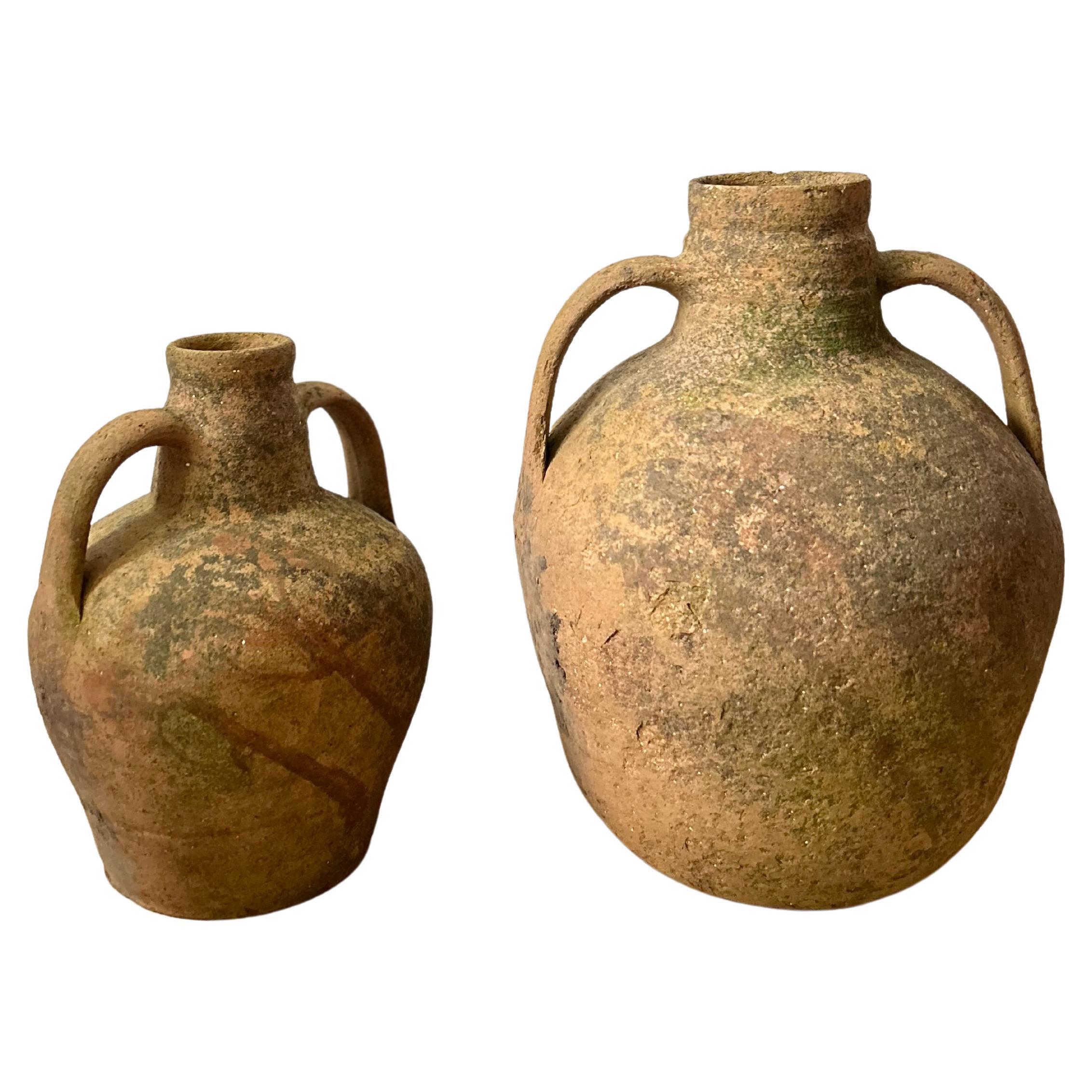 Pair of Rustic Mediterranean Terracotta Olive Jars 1900’s For Sale