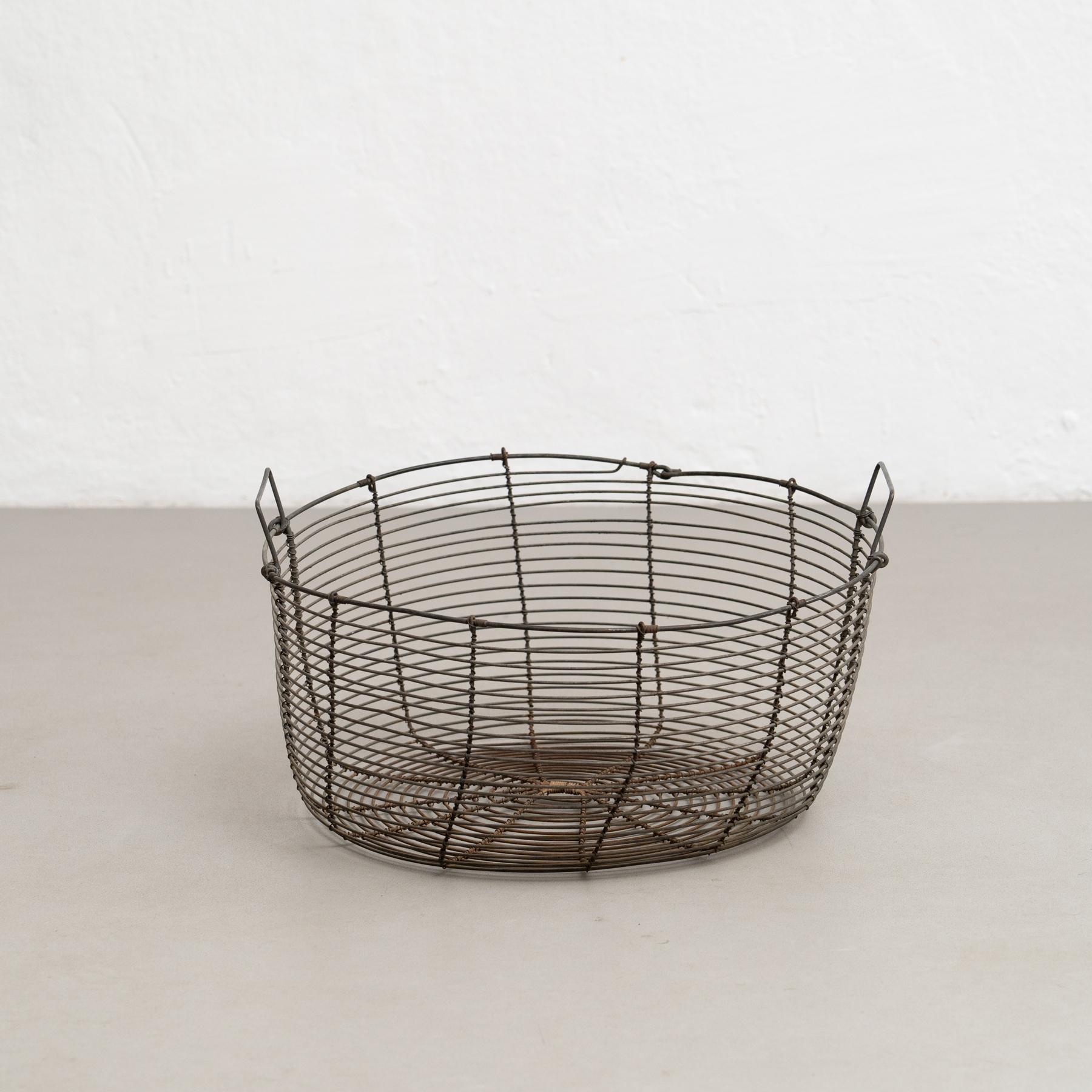 Mid-20th Century Pair of Rustic Metal Basket, circa 1940 For Sale