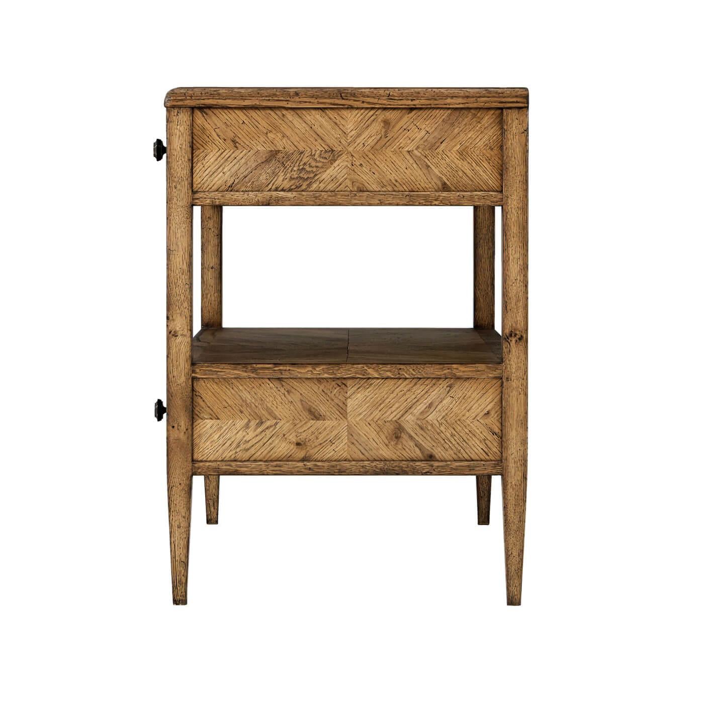 Contemporary Pair of Rustic Oak Bedside Tables For Sale